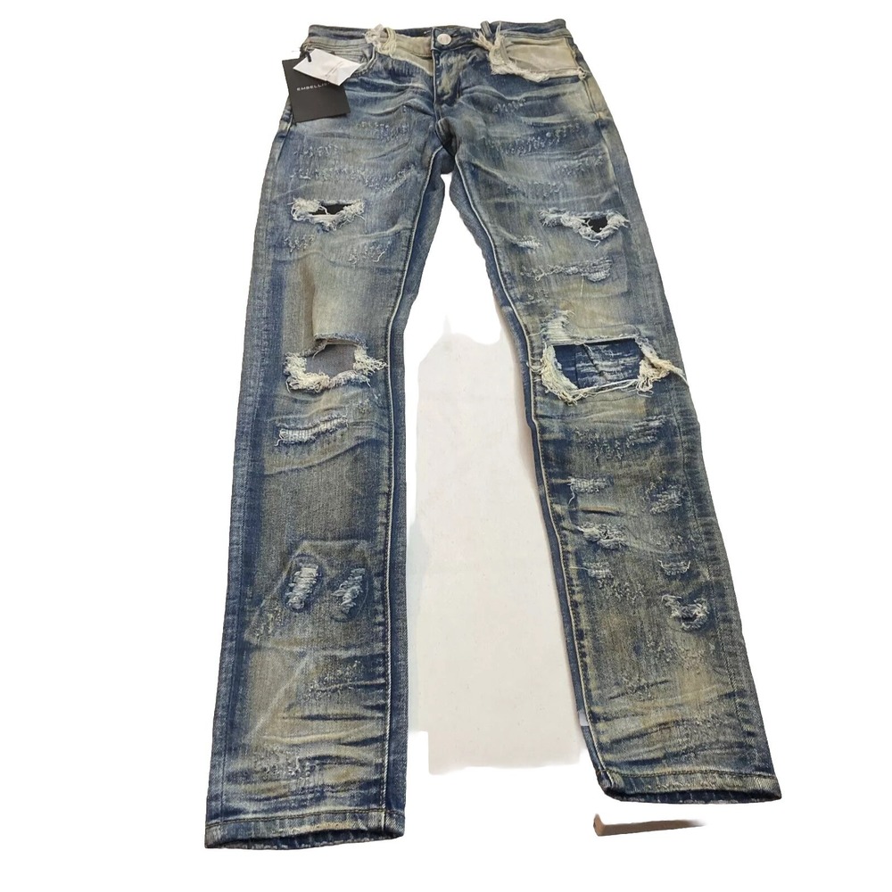 Embellish New York Mens Jeans Rip & Repiar 28x33 Distressed Slim EMBSP122-118